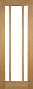 Internal Oak Cuba 3 Light Door Prefinished with Clear Flat Glass