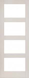 Internal White Moulded Smooth Shaker 4 Light Door Primed with Clear Flat Glass