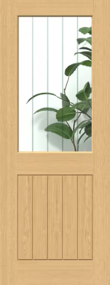 Internal Oak Mexicano Half Light Door Unfinished Clear Glass with Frosted Lines