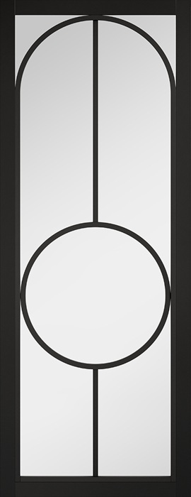 Internal Black Bowery Door Prefinished Clear Glass