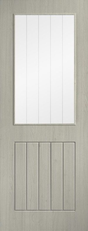 Internal Light Grey Laminated Cottage Glazed Door Clear Glass with Frosted Lines