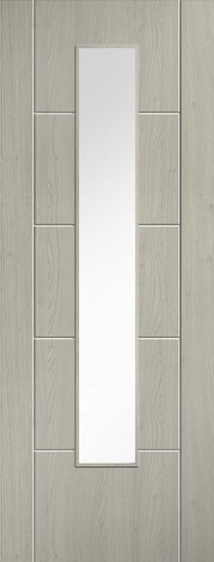 Internal Light Grey Laminated Ladder Glazed Door Clear Glass