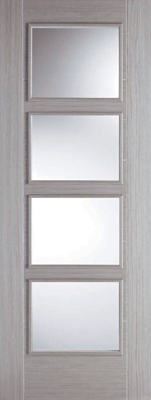 Internal Light Grey Vancouver Glazed 4L Door Prefinished Clear Glass