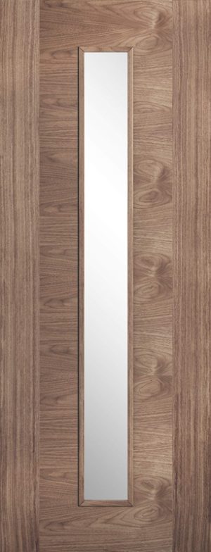 Internal Walnut Sofia Glazed 1 Light Door Prefinished Clear Glass