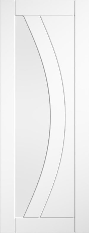 Internal White Primed Smooth Girona Glazed Door Prefinished Clear Glass