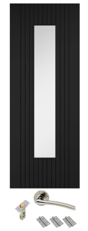 Internal Black Laminated Sydney Glazed Door Clear Glass with handle pack