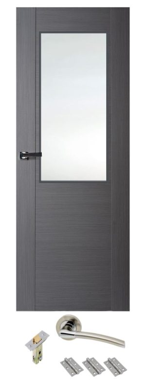 Internal Grey Laminated Zamora Half Light Door Clear Glass with handle pack