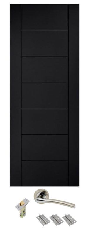 Internal Black Laminated Linear Door with handle pack