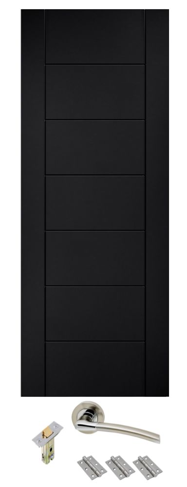 Internal Black Laminated Linear Door with handle pack 1 Internal Black Laminated Linear Door with handle pack