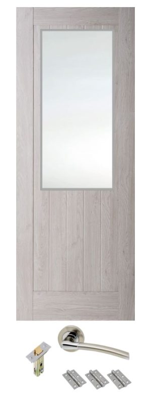 Internal Smokey Grey Laminated Mexicano Half Light Door Clear Glass with handle pack