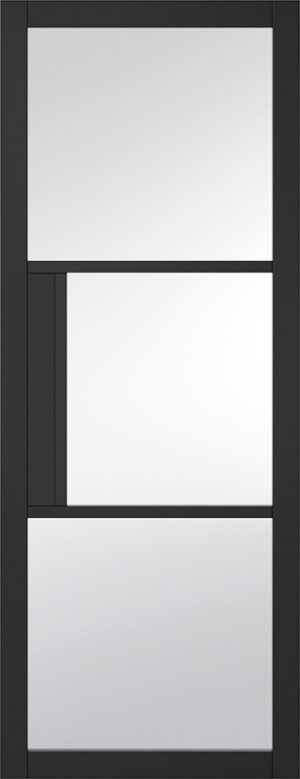 Internal Black Tribeca Glazed Door Primed Clear Glass