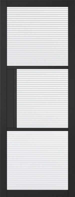 Internal Black Tribeca Glazed Door Primed Reeded Glass
