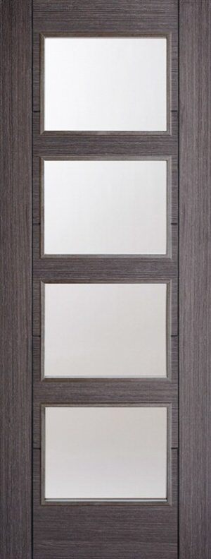 Internal Ash Grey Vancouver 4 Light Door Prefinished Clear Glass