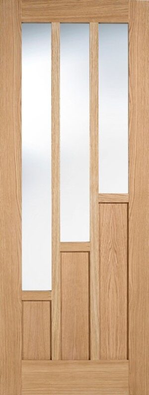 Internal Oak Coventry 3L Glazed Door Prefinished Clear Glass