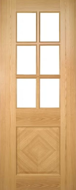 Deanta Internal Oak Kensington Glazed Door Prefinished Clear Glass