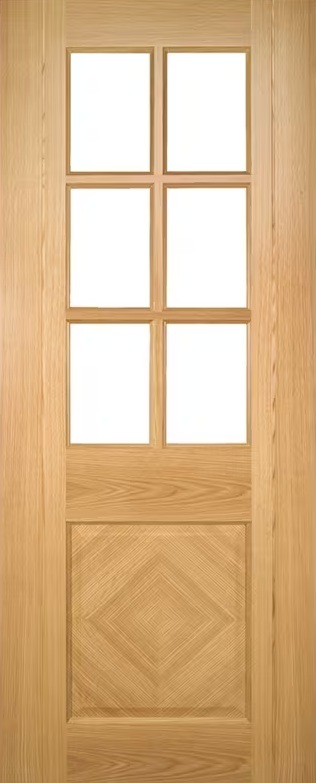 Deanta Internal Oak Kensington Glazed Door Prefinished Clear Glass 1 Deanta Internal Oak Kensington Glazed Door Prefinished Clear Glass