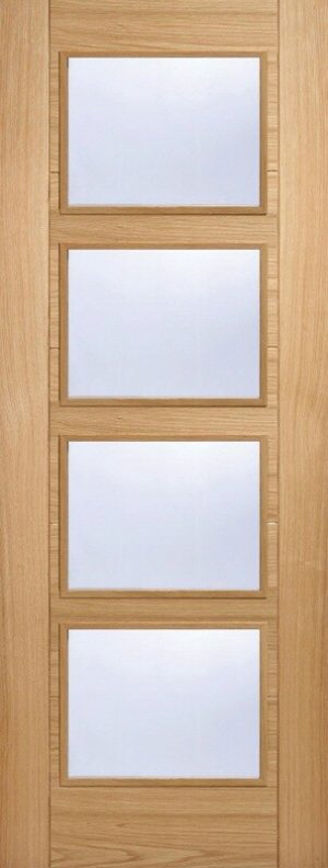 LPD Internal Oak Vancouver 4L Glazed FD30 Door Prefinished Clear Glass