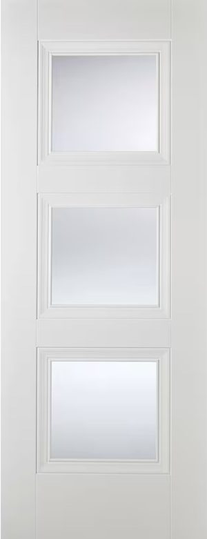 LPD Internal White Primed Smooth Amsterdam Glazed Door Clear Glass