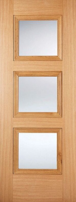 LPD Internal Oak Amsterdam 3L Glazed Door Prefinished Clear Glass