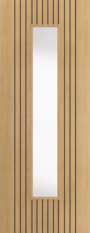 JB Kind Internal Oak Laminated Aria Glazed Door Clear Glass