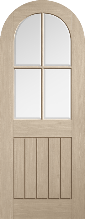 LPD Internal Blonde Oak Curved Top Mexicano Door Prefinished Clear Glass