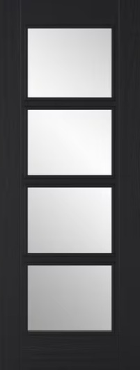 LPD Internal Charcoal Black Vancouver 4L Glazed Door Prefinished Clear Glass