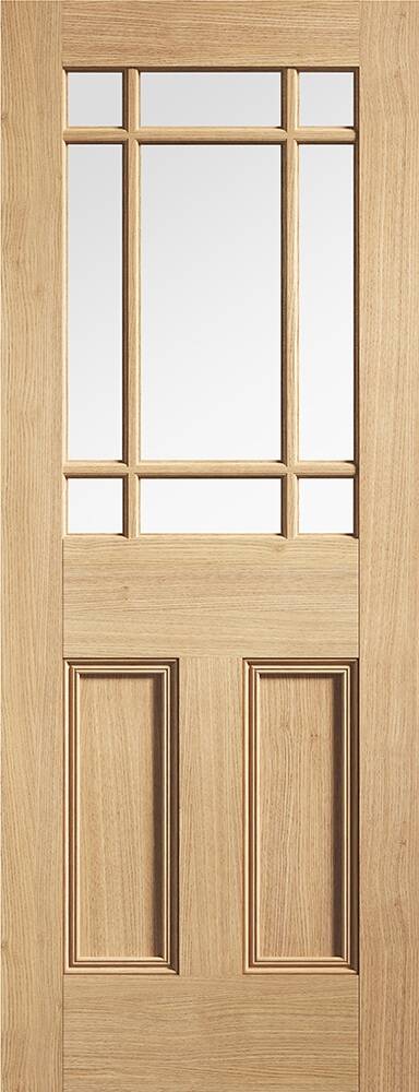 LPD Internal Oak Downham 9L Glazed Door Unfinished Clear Glass 1 LPD Internal Oak Downham 9L Glazed Door Unfinished Clear Glass