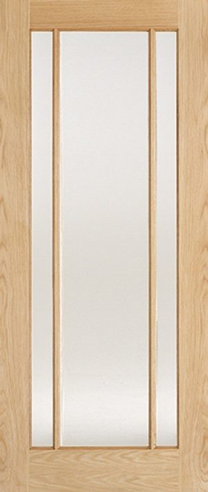 LPD Internal Oak Lincoln 3 Light Glazed Door Prefinished Clear Glass