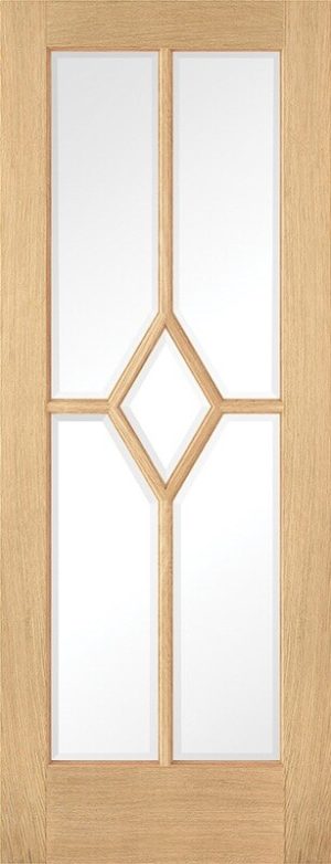 LPD Internal Oak Reims Glazed Door Prefinished Bevelled Glass