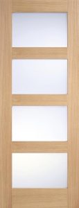 LPD Internal Oak Shaker 4 Light Door Prefinished Frosted Glass 9 Oak Shaker Glazed 4L Frosted Pre Finished