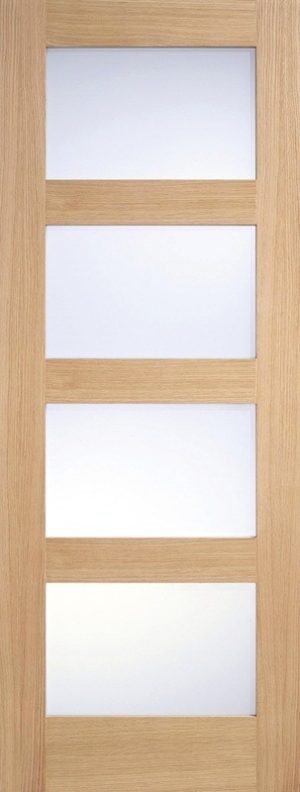 LPD Internal Oak Shaker 4 Light Door Prefinished Frosted Glass