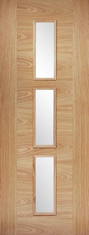 LPD Internal Oak Sofia 3 Light Glazed Door Prefinished Clear Glass