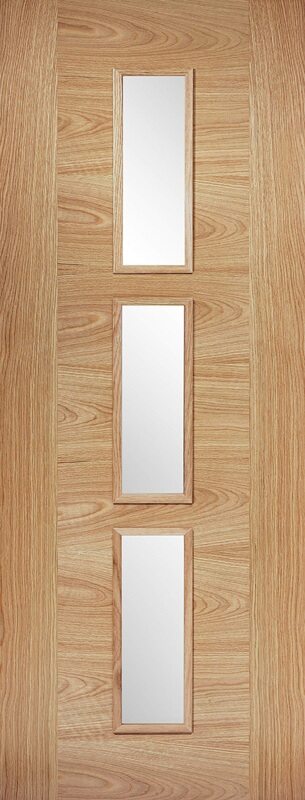 LPD Internal Oak Sofia Glazed 3 Light Door Prefinished Clear Glass 1 LPD Internal Oak Sofia Glazed 3 Light Door Prefinished Clear Glass