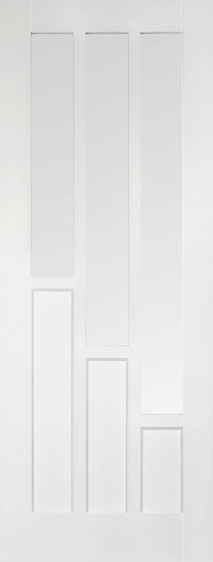 LPD Internal White Primed Smooth Coventry 3L Glazed Door Clear Glass 1 LPD Internal White Primed Smooth Coventry 3L Glazed Door Clear Glass