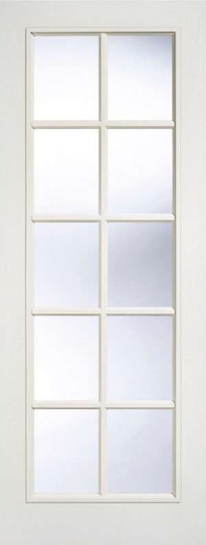 LPD Internal White Primed Moulded Woodgrain 10 Lite Glazed Door Clear Glass