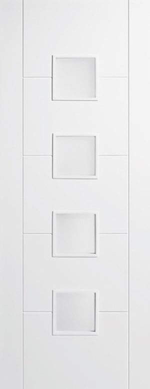 LPD Internal White Primed Smooth Vancouver 4L Small Glazed Door Frosted Glass